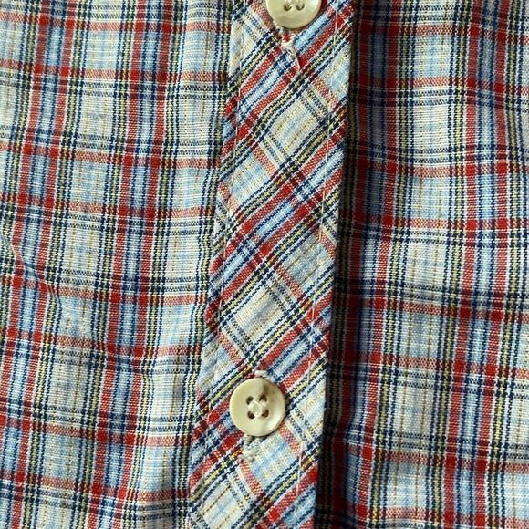 Vintage 1970s Wrangler Ruffle Blouse Blue Red White Button Up Shirt Juniors 15 - Picture 12 of 12